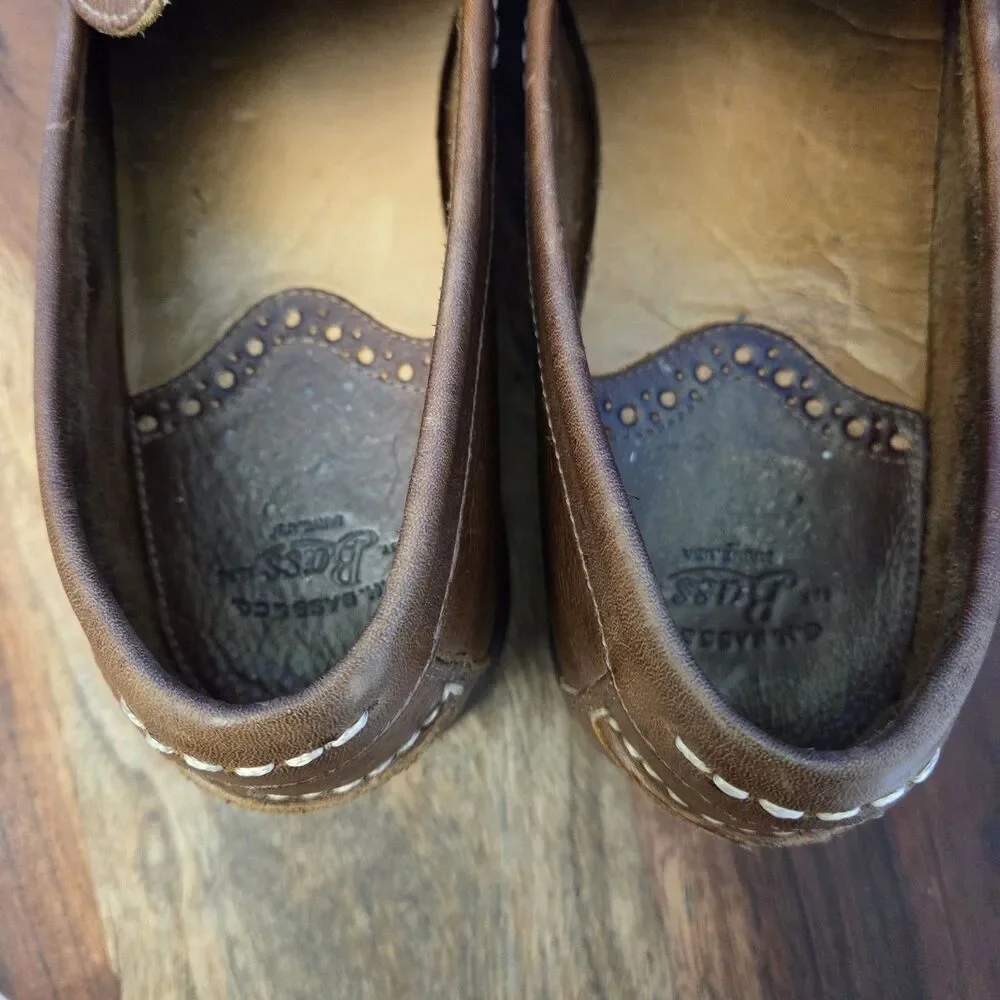 G.H. Bass Abner Moc-Toe Loafers Men's 9M Brown Pebbled Leather Classic Slip-On